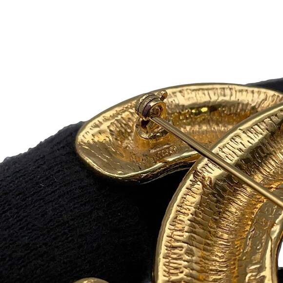 CHANEL Gold Logo Brooch